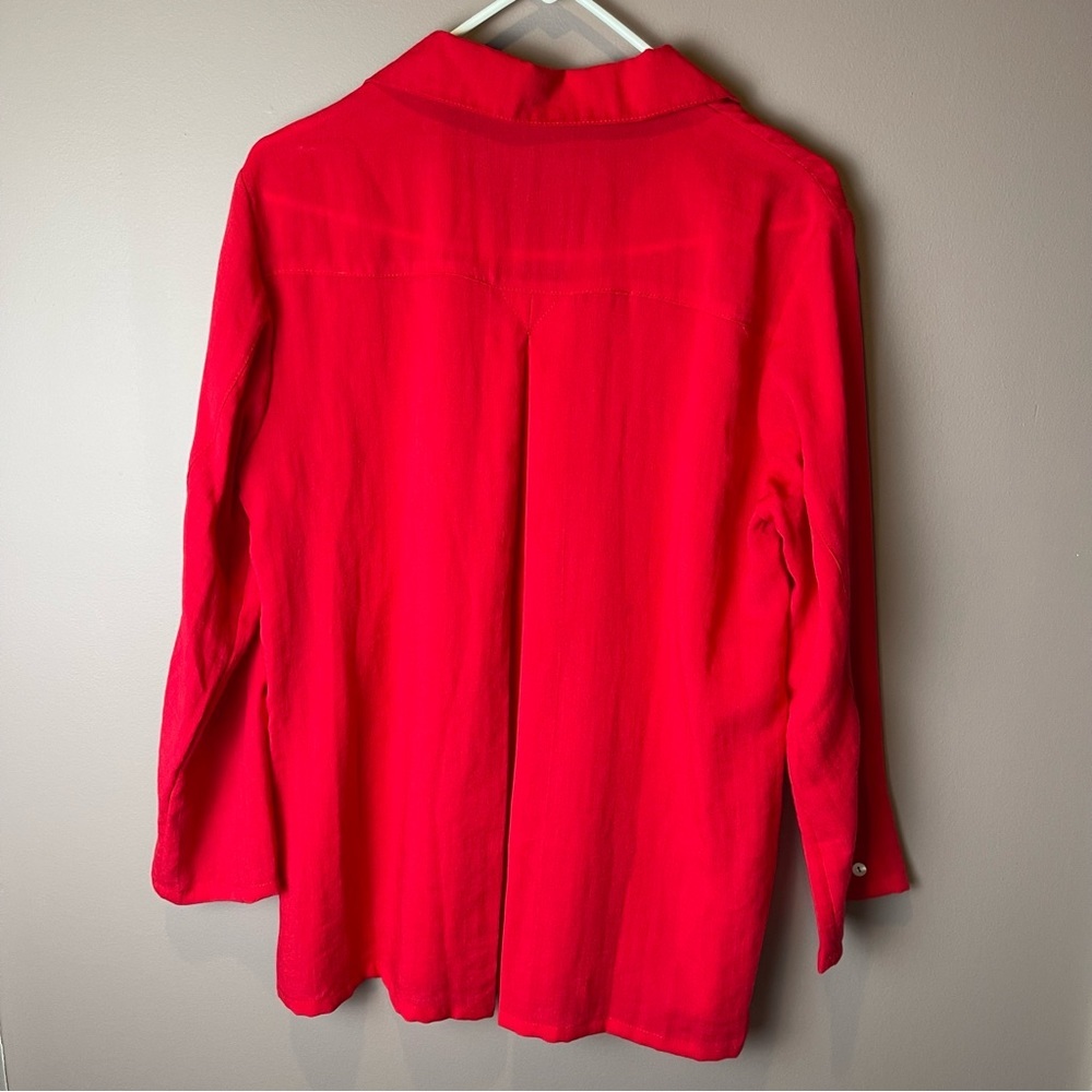 Fridaze Linen Redefined Red Button Up Top M - image 7